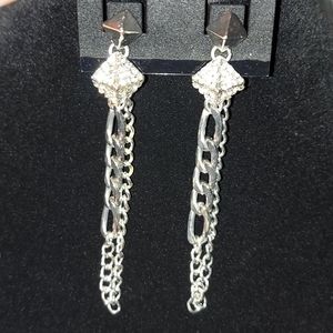 Rhinestone drop chain fashion earrings